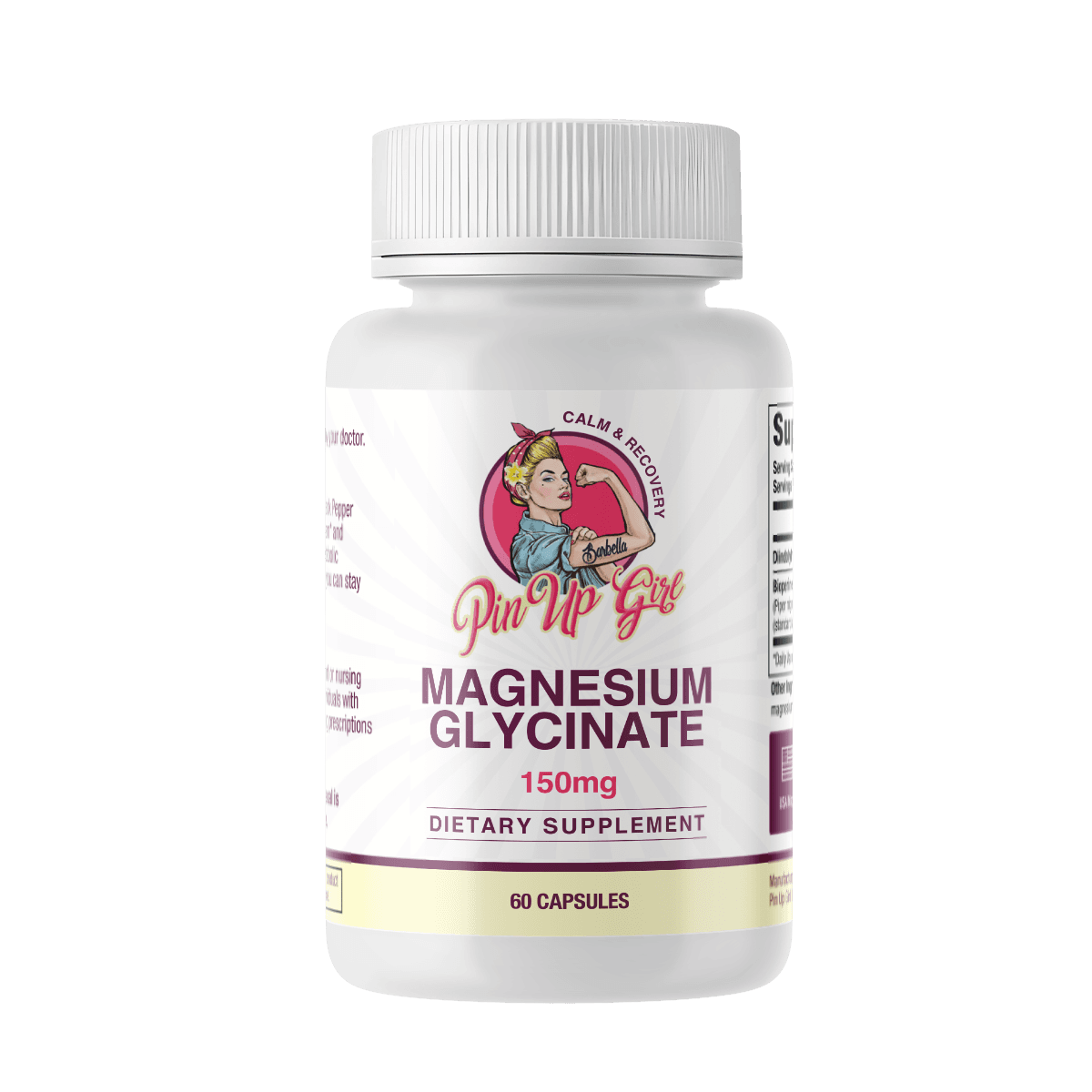 Pin Up Girl Magnesium Glycinate for Women, 150mg Chelated (60 Capsules)