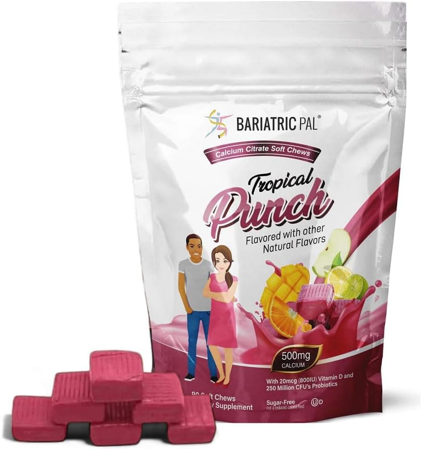 BariatricPal Calcium Citrate Soft Chews, Tropical Punch (90 Count)