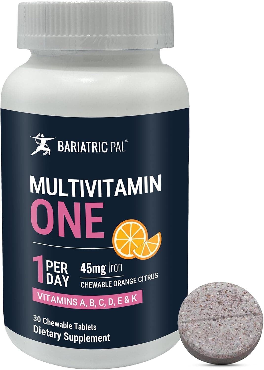 BariatricPal Multivitamin ONE, Orange Citrus (30 Chewable Tablets)