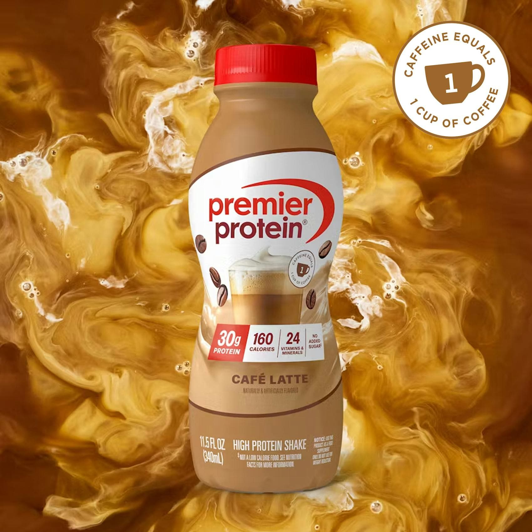 Premier Protein Shake, Café Latte with Caffeine (11.5 fl oz, 12 Pack)