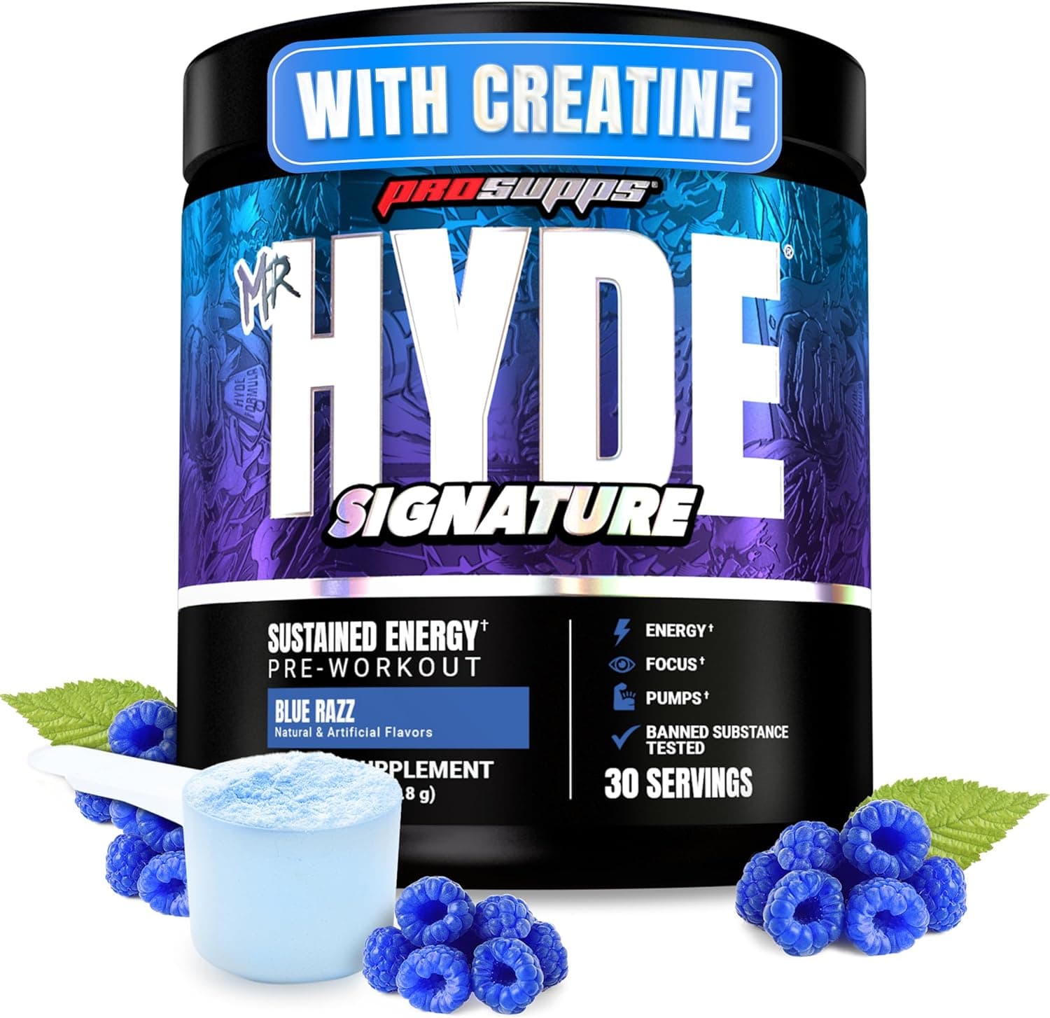 Mr. Hyde Signature Pre-Workout, Blue Razz (30 Servings)