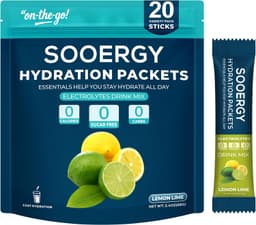 Electrolytes Powder Packets, Sugar Free Hydration Sticks - Lemon Lime (20 Sticks)